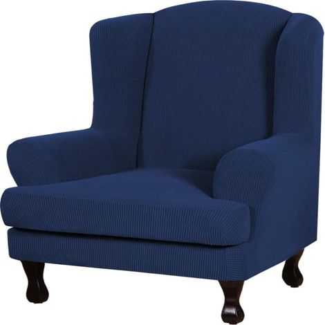 Housse Siège Extensible – Carreaux Bleu Foncé – Dossier Fendu – Protection Élégante (1/5)