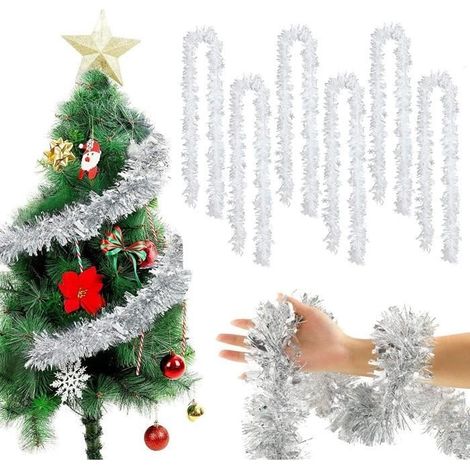 6 Pièces Guirlande de Noël, Guirlande en Plastique Suspendue, Décorative Couronne pour Noël, Mariages, Fêtes (1/4)