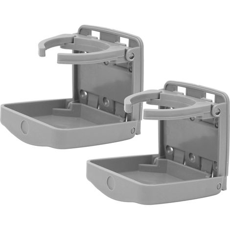 Support porte-gobelet pliable pour voiture 2 pièces, fixation par vis, gris, compatible SUV, van, bateau, usage marin (HF-PAG) (1/5)