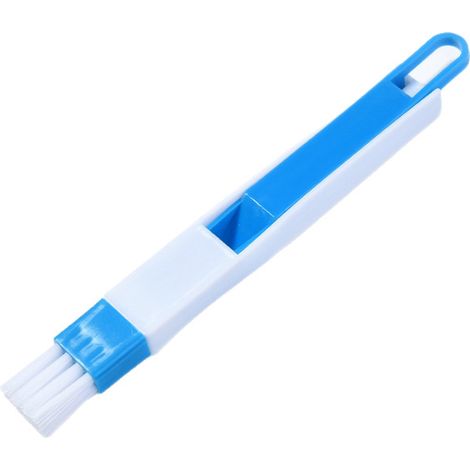 Un ensemble de brosses multifonctionnelles pour le nettoyage des portes et fenêtres, comprenant une brosse d'angle et une pelle à poussière. Bleu. (1/5)