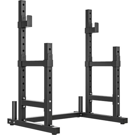 Estante para discos de pesas de 2 niveles, de acero, con capacidad para barras de hasta 300 kg, color negro, disponible en el sitio. (1/5)