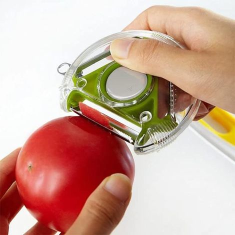 Universeller 3-in-1-Drehschäler aus Edelstahl, Schäler für Obst, Gemüse und Spargel, vielseitiges Küchengerät (1/5)