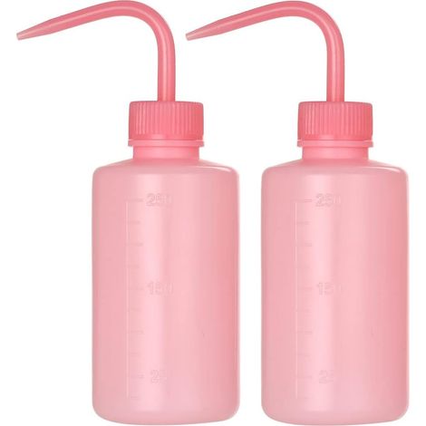 2 botellas de 250 ml con tapones curvos, ideales para regar suculentas y para uso medicinal, color rosa. (1/4)