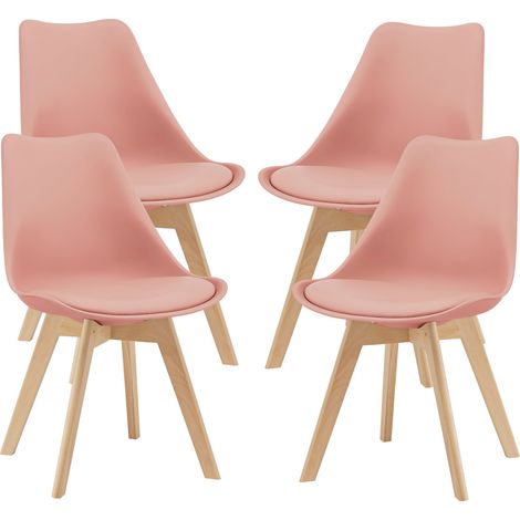 Set 4 sedie per sala da pranzo in ecopelle faggio rosa 030006766