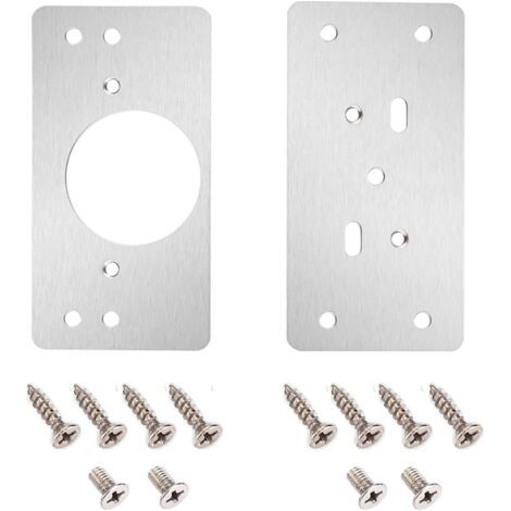 Plaque de Réparation de Charnière D'armoire avec Trou, 2 Pièces Supports de Réparation Plaques Installation Facile avec 12 Vis, Kit De Réparation De Charnière pour Bois, Meubles, Étagères.-INHHUB