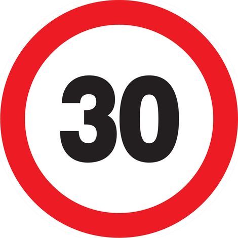 Panneau adhésif INTERDIT DE ROULER A PLUS DE 30 KM/H Ø80MM TALIAPLAST - 724262