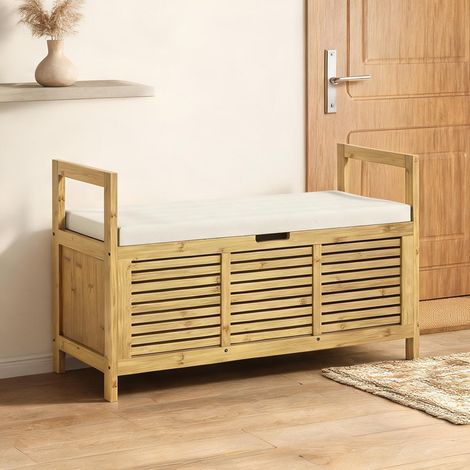 Console bois naturel en bambou 100 x 40 x 60 cm (1/5)