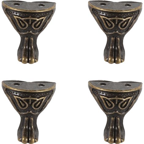 Lot de 4 boîtes à bijoux en laiton antique, coffret en bois avec pieds décoratifs et protections d'angle, style vintage (1/5)