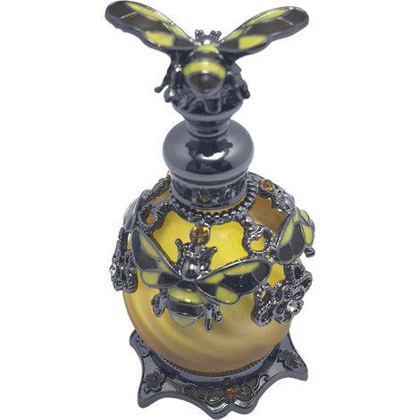 Parfümflasche aus Metall und Glas mit Bienenmotiv