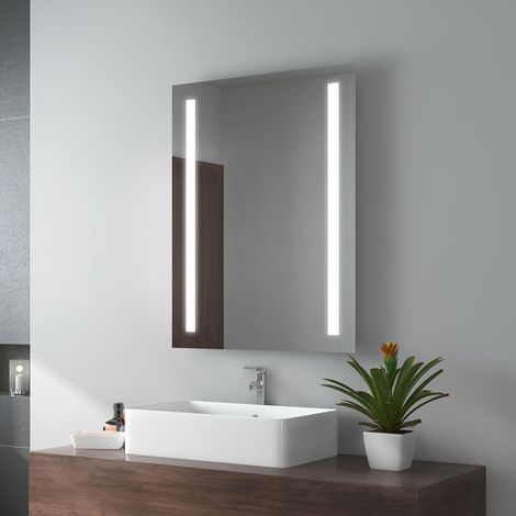 EMKE Specchio Bagno con Luce 60 x 80 cm, Specchio Bagno LED Luce Bianca Fredda 6500K