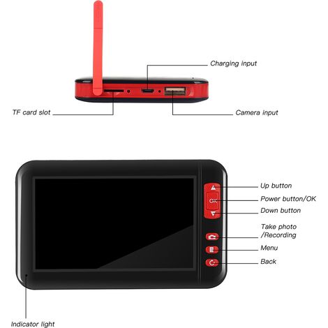 Industrielles Endoskop, 8 mm High Definition, mit einem 4,3-Zoll-High-Definition-Bildschirm, Plug-and-Play, F200, 2 Meter starres Kabel.