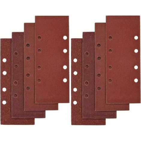20 feuilles abrasives 93 x 185 mm perforées 8 trous papier abrasif assorti pour bois métal crochet et boucle tampons pour ponceuse orbitale (40 grains) (1/4)