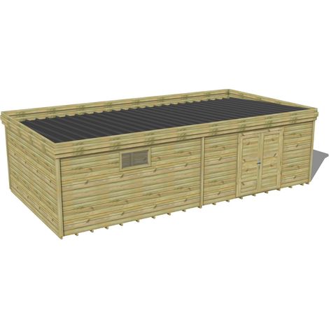 ABRI DE JARDIN bois traité 27mm, 9,1x4,3m, 39m2, Plancher (1/3)