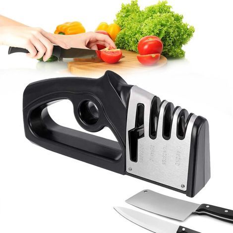 4 en 1 Aiguiseur de Cuisine Affuteur Couteau et Ciseaux,Aiguiseur Couteaux Professionnel, Knife Sharpener avec Gomme antidérapante pour Couteaux en INOX et Céramique (1/5)