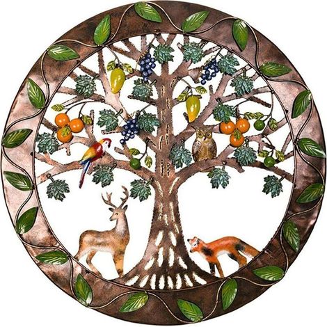 Wandkunst aus Holz mit Lebensbaum, Familienschild aus Metall, Wanddekoration, Wohndekoration, sensitively perfect Geschenkidee (1/4)