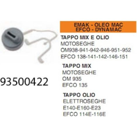 Tapón depósito combustible motosierra OLEOMAC 093500422 208507