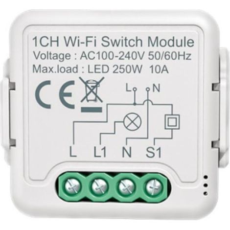 Interruttore Wi-Fi Compatibile con Interruttore e Pulsante Convenzionale Bianco (1/5)