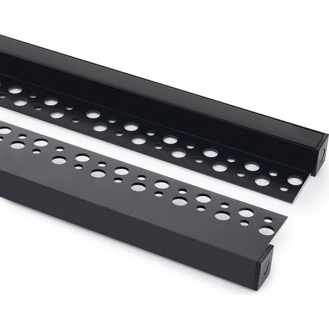 Perfil Aluminio Integración en Escayola/Pladur con Tapa Continua para Tiras LED hasta 8 mm Negro 2 m Negro traslúcido (1/5)