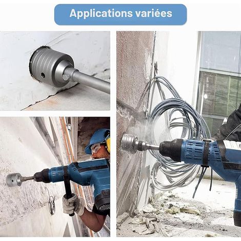 Concrete Drill Bit Set Hole Saw Set TCT Core Drill Bits Concrete Core Drill Bit Set Concrete Core Drill Bit Cutter Masonry Masonry SDS Plus Extension Shank 10 Pieces (1/2)