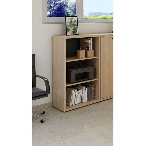 Etagère de bureau H 112 cm contemporaine chêne sable Lexos (1/5)