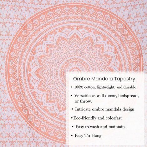 Tapisserie Murale - Mandala Ombre Hippie - 220x230 cm - Décoration Boho - 1 Pièce (1/5)