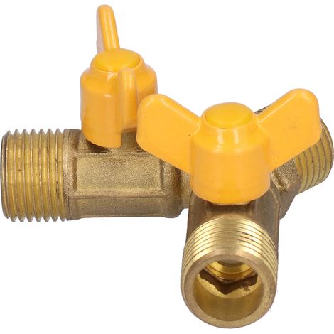 Robinet à boisseau sphérique gaz 3 voies, filetage mâle G1/2, vanne de coupure pour appareil à gaz naturel, raccord de canalisation, 1 pièce (1/5)