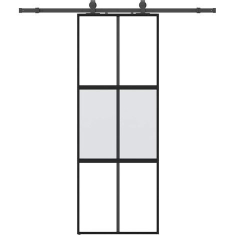 Maison Exclusive - Schiebetür mit Beschlag Schwarz 76x205 cm Hart
