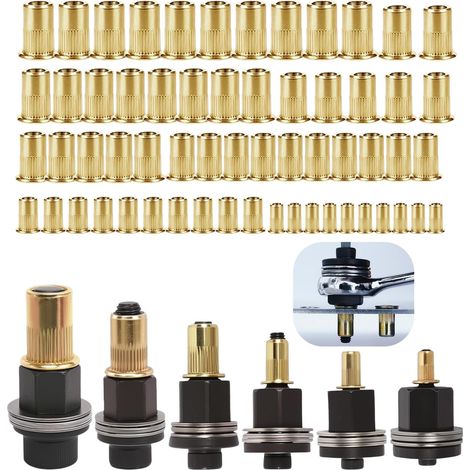 6 Pinces Ecrous Riveter M3 M4 M5 M6 M8 M10 60 Ecrous Insert Filete Metal (1/5)