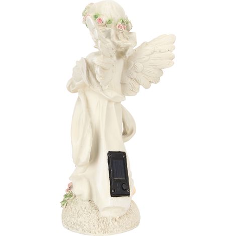 Statue ange solaire en résine pour jardin, ornement extérieur avec veilleuse lumineuse, décoration pelouse et cour. (1/5)