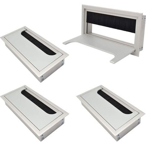Passacavi Quadrato 80x 160mm per Incassato su Scrivania Tavolo Organizzatore Cavi per Mobili Passacavi in Alluminio Anodizzato Argento Set di 4 Passacavi (1/4)