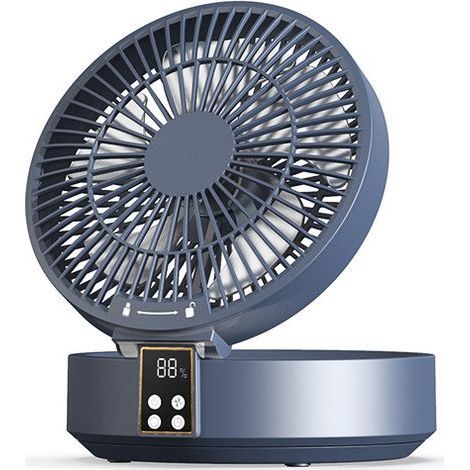 Ventilateur de table avec télécommande, rechargeable par USB, 3 vitesses, idéal pour les chambres et les salons, bleu (1/5)