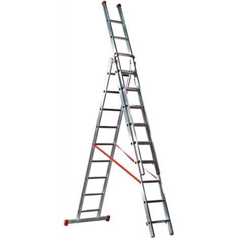 SCALA INDUSTRIALE ALLUMINIO Trasformabile 3 Rampe 12 Gradini fino a 9,21 mt