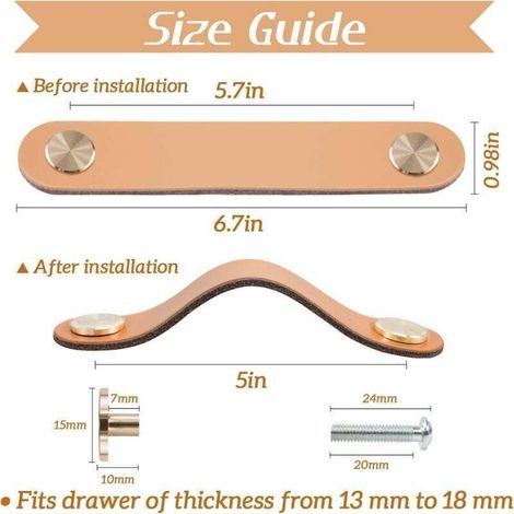 4pcs Poignée Meuble Cuir, Bouton Porte Placard Poignee Cuir Bouton de Tiroir, Poignee de Meuble Vintage pour Armoires, Commode, Cuisine, Salle de Bain (Beige, 128mm)