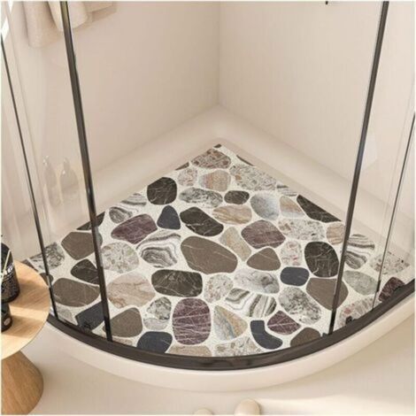 Rutschfeste Eckduschmatte, schimmelresistente Luffa-Badematte, Duschkabinenmatte für Badewanne, geometrisches Muster, waschbar, 55 cm (1/4)