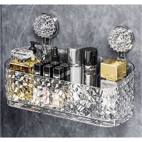 [NEVER USED] Bathroom Suction Cup Shelf, Glacier Pattern Shelf, Toilet Wall Storage Box, Can Be Reinforced By Rotation, Storing Towels And Other Sundries
