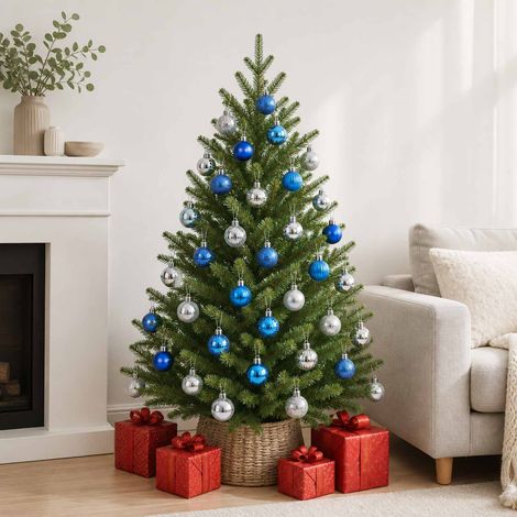 vidaXL Juego de bolas navideñas 150 uds. Azul y plateado 3 cm (1/5)