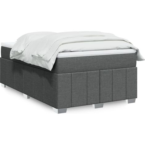 Cama box spring con colchón tela gris oscuro 120x190 cm (1/5)