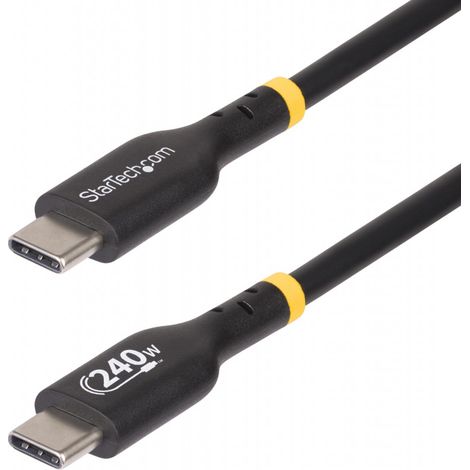 StarTech.com Câble de Charge USB-C de 4m, Charge et Synchronisation, 240W (5A) PD EPR, Câble de Charge USB 2.0 pour Ordinateur Portable, Certifié USB-IF , Gaine TPE - Cordon de Charge USB C Noir
