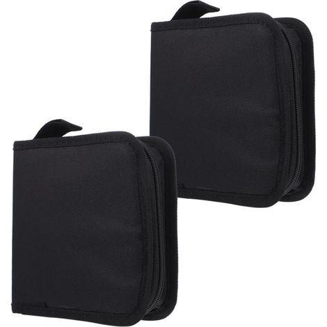 Pochette de Rangement pour CD Capacité 40 Disques 2pcs en Tissu Oxford Noir Fermeture Éclair Étui de sans Rayures pour Voiture (1/5)