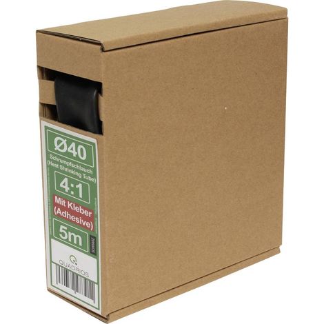 Quadrios 25CA733 Gaine thermorétractable avec colle noir 40 mm 10 mm Taux de retreint:4:1 5 m