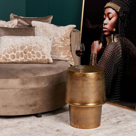 Table d'appoint dorée design tambour KANO (1/4)