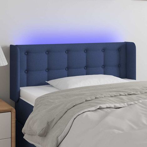 Tête de lit LED en tissu bleu avec bande lumineuse réglable 83 x 16 x 78/88 cm - PANGIVO (1/5)