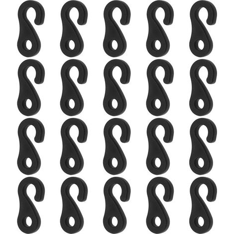 Lot de 20 crochets amortisseurs en plastique ABS noir pour tente de camping, coupe-vent, accessoires pour auvent (1/5)