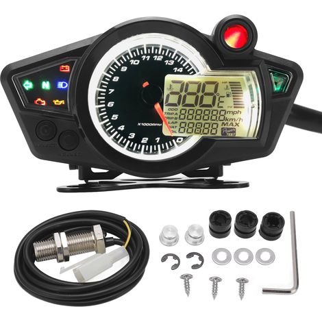Compteur universel rétroéclairé pour moto et quad, compatible 1 à 4 cylindres.