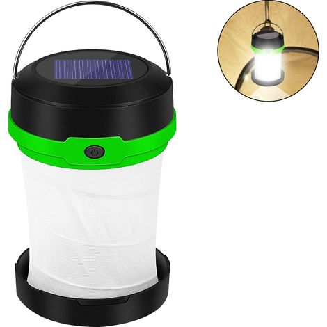 Lanterne De Camping LED Solaire - Rechargeable Solaire Et USB - Pliable Et Portable - Pour Randonnée Camping Tente Urgence - 1 Pièce (1/5)