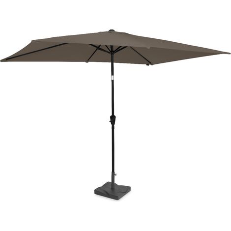 VONROC Parasol déporté 200x300 cm inclinable avec pied 20 kg et housse Rapallo Taupe GP507XX