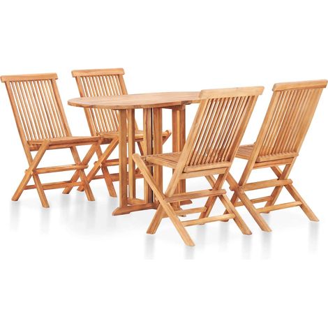 vidaXL Ensemble à manger d'extérieur pliable 5 pcs Bois solide de teck (1/5)