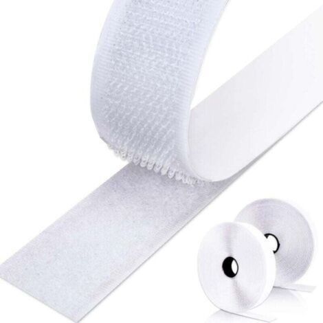 Scratch Autocollant Double Face 8M, Bande Scratch Adhésif Bande Agrippantes Adhésives Autocollant pour Tentures Murales Les Tapis 20mm (Blanc) (1/5)