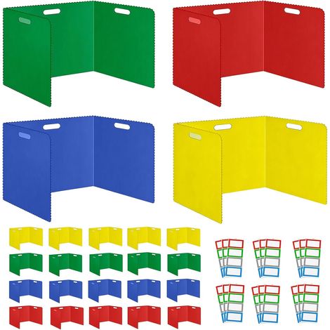 12-24 x Desk Dividers, 40 x 30 x 30 cm, U Shape Foldable Desk Divider Board with 36-72 Name Labels, Office Partition for School, Office, Bookcase (1/5)
