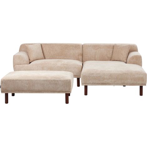 Ecksofa 3-Sitzer HOLT Stoff Beige linksseitig